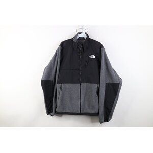 Vintage Y2K The North Face Mens Medium Spell Out Denali Fleece Jacket Gray Black